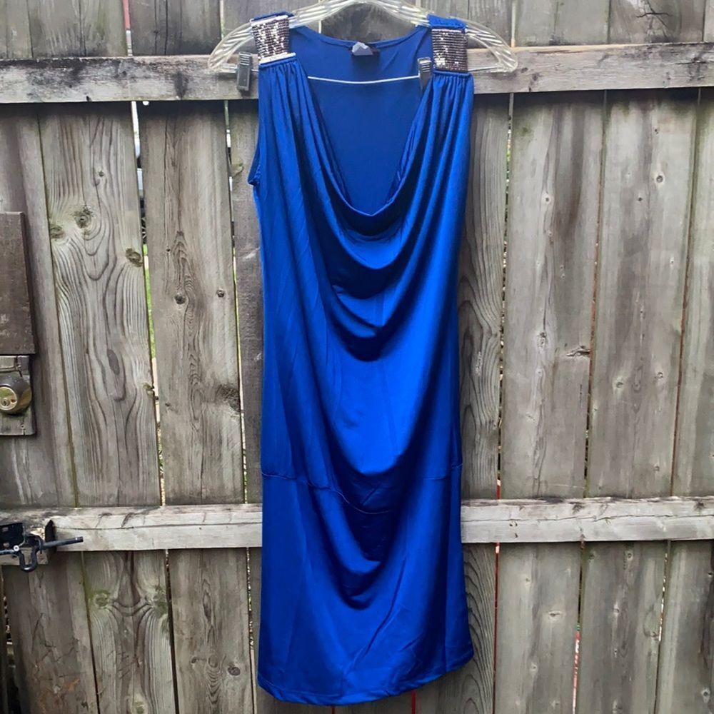 Blue satin cocktail dress sz. M